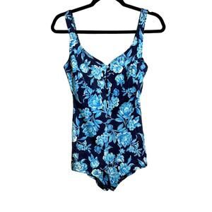 Maxine of Hollywood‎ Blue Floral One-Piece Swimsuit | Size 14